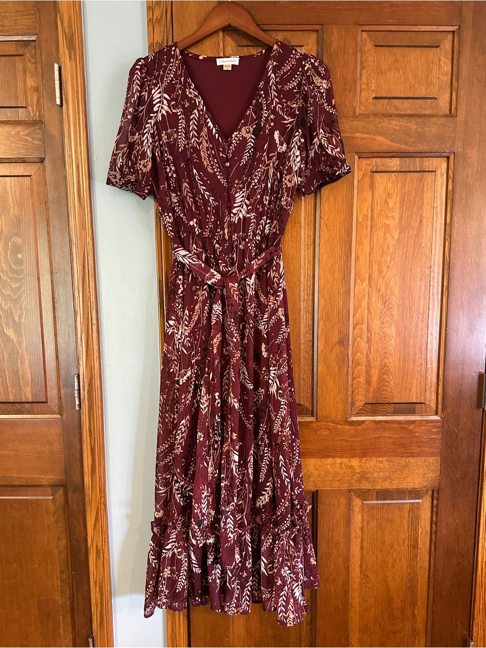 Calvin Klein Burgundy Floral Maxi Dress